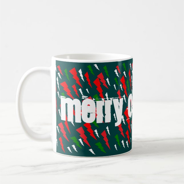Mug Deux nuances de vert plus rouge blanc Joyeux Noël (Gauche)
