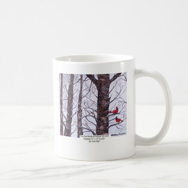Mug Deux oiseaux rouges en hiver (Droite)
