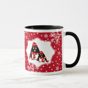 Mug Deux petits pingouins   Nom personnalisé Cadeau de