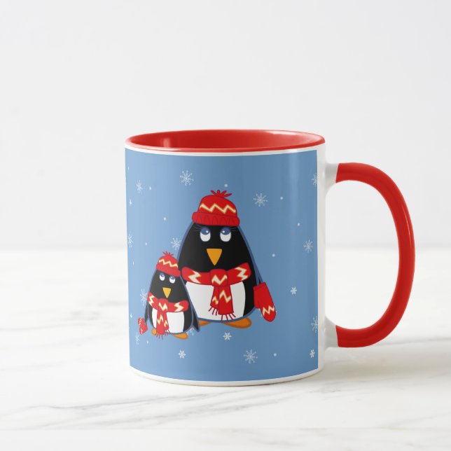 Mug Deux petits pingouins Nom personnalisé Cadeau de N (Droite)