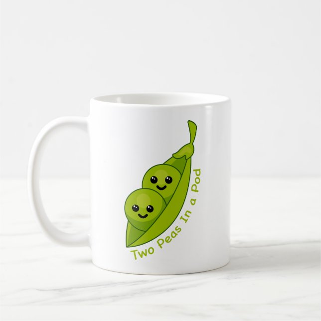 Mug Deux petits pois dans un podium mignonne et amusan (Gauche)