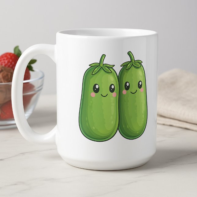 Mug Deux petits pois dans une assiette de pois Kawaii (Créateur téléchargé)