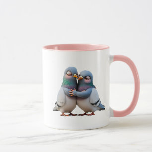 Mug Deux pigeons en couple très amoureux.