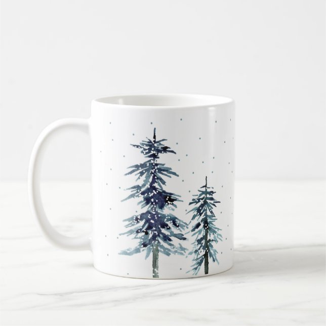 Mug Deux pins d'hiver aquarelle 2 (Gauche)
