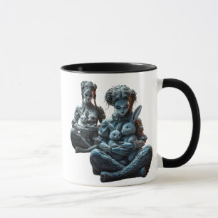 Mug Deux poupées câlinent leurs lapins.
