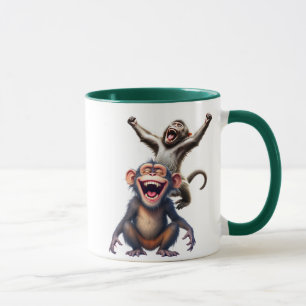 Mug Deux singes euphoriques explosent de joie.