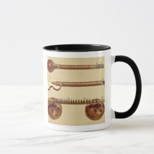 Mug Deux sitar et un vina de rudra, Indien, de