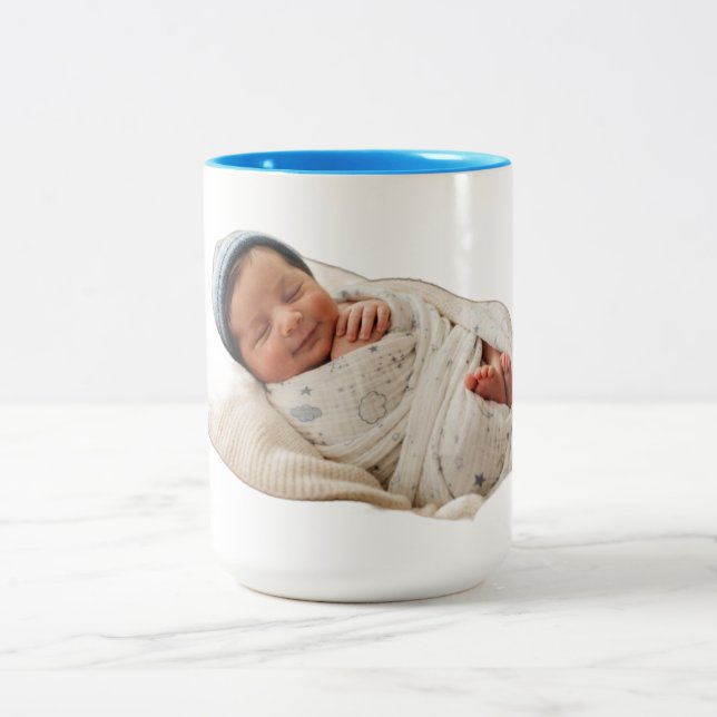 Mug deux tons avec photo de bébé personnalisée (Centre)