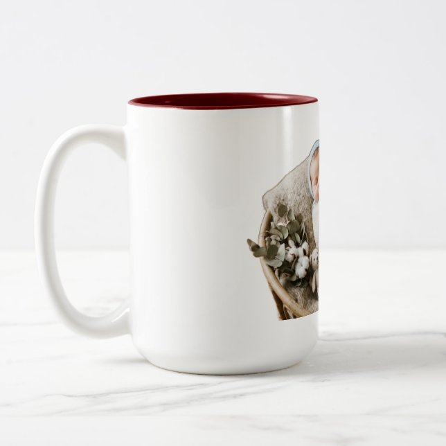 Mug deux tons avec photo personnalisée de bébé (Gauche)