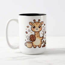 Mug deux tons Café Girafe Mignonne