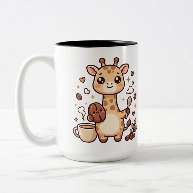 Mug deux tons Café Girafe Mignonne (Gauche)
