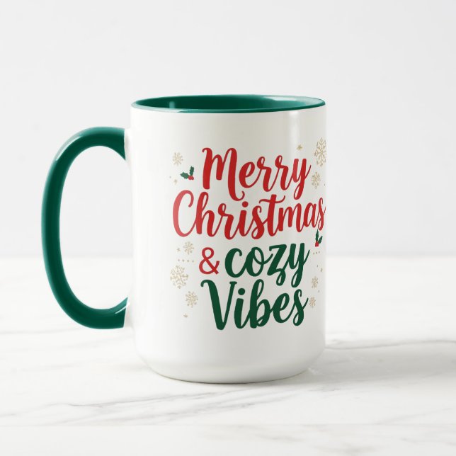 Mug deux tons citation de Noël, cadeau de fête de  (Gauche)
