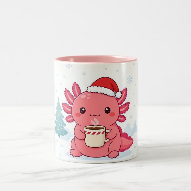 Mug deux tons de Noël avec Axolotl Mignon Kawaii C (Centre)