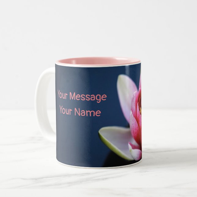 Mug deux tons Fleur rose (Devant gauche)