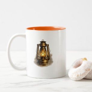 Mug deux tons orange lanterne à pétrole vintage