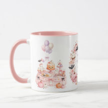 Mug deux tons pour anniversaire Halloween rose