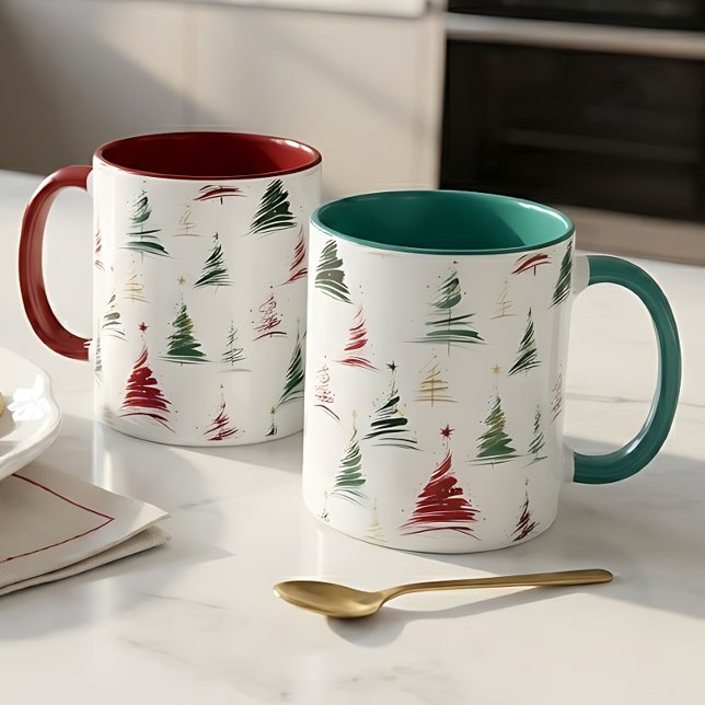 Mug deux tons pour l'arbre de Noël moderne (Créateur téléchargé)
