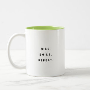 Mug deux tons typographie moderne « Rise Shine Rep