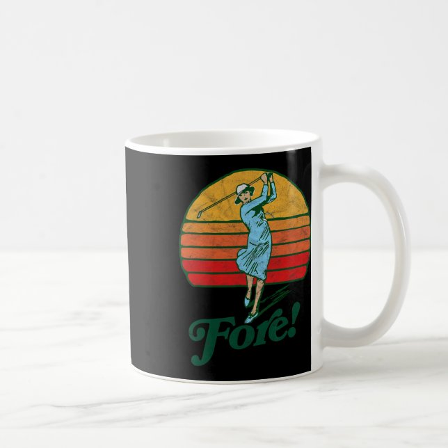 Mug Devant! Golf féminin vintage rétro drôle golfeuse (Droite)