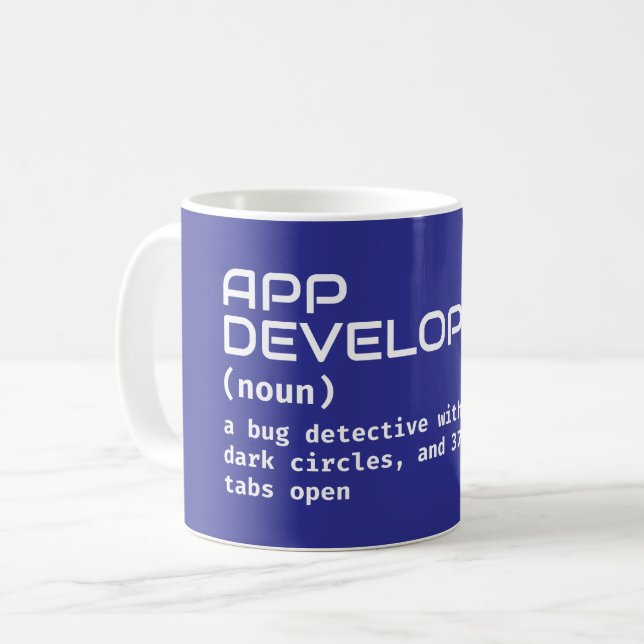 Mug Développeur d'application - Définition de travail  (Devant gauche)