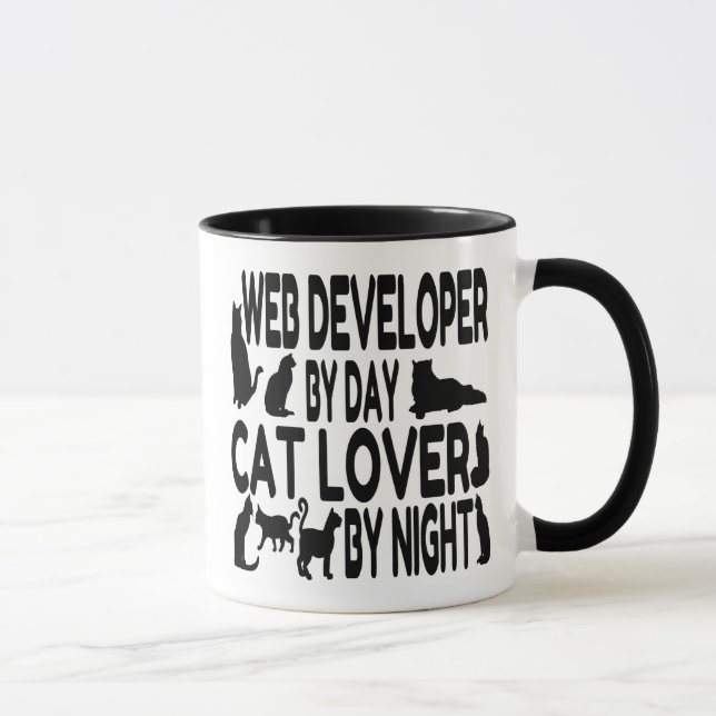 Mug Développeur Web Amoureux des chats (Droite)