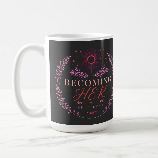 Mug Devenir Elle – Conception de cercle floral Boho d' (Gauche)