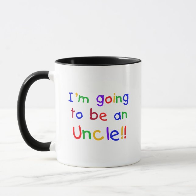 Mug Devenir un oncle Couleurs primaires Texte (Gauche)