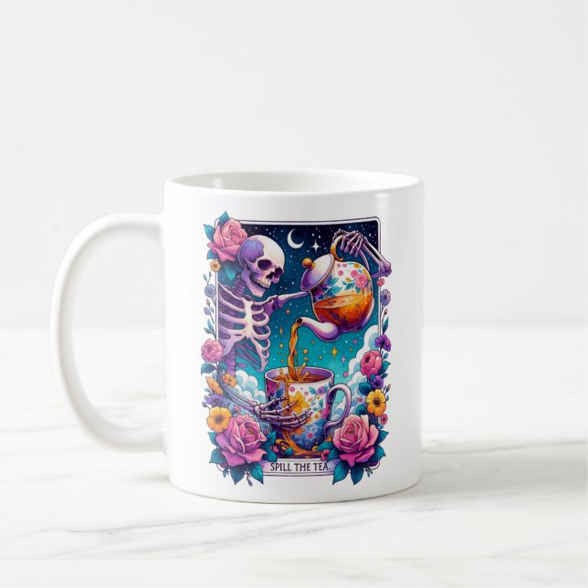 Mug Déverser La Carte Tarot Skeleton Tea (Gauche)