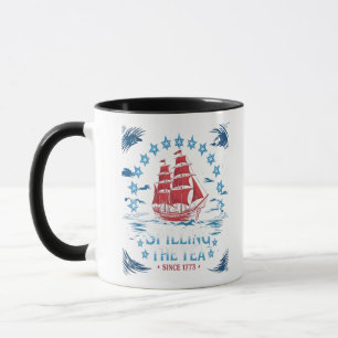 Mug Déverser Le Thé Depuis 1773 Rouge Blanc Bleu Drôle