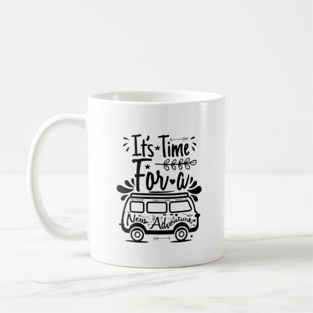 Mug Devis de voiture noire attire à propos "Aventure" (Gauche)