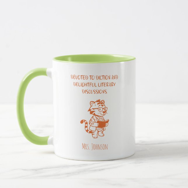 Mug Dévoué au plaisir du diction et aux discussions li (Gauche)