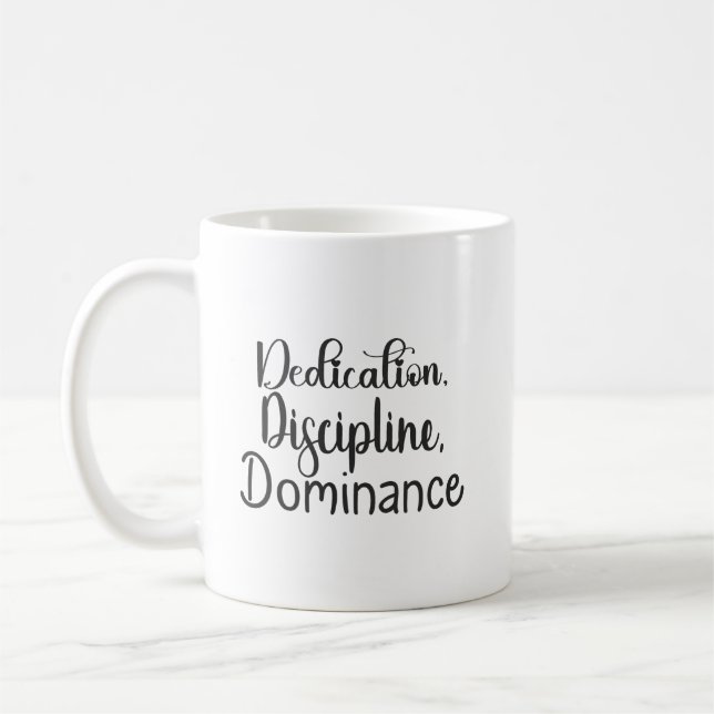Mug Dévouement, Discipline - Hustle, Gymnase, Succès (Gauche)