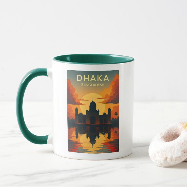 Mug Dhaka Mausoleum Sunset – Digital Art Design Poster (Avec donut)