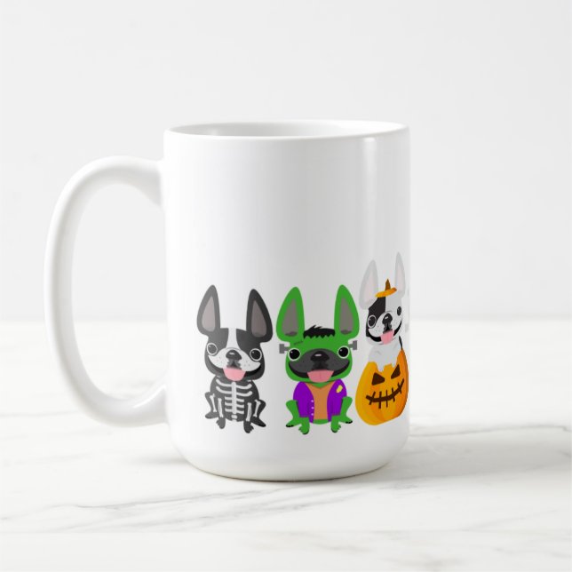 Mug d'Halloween à Chien-taureau français - 15 oz (Gauche)