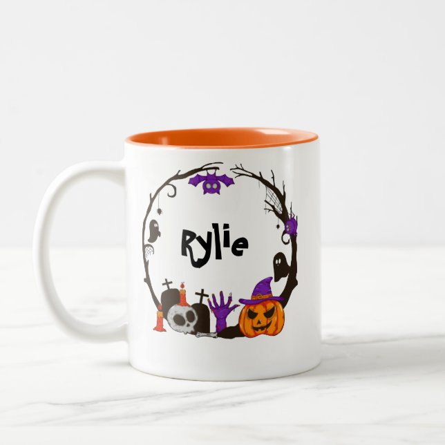 Mug d'Halloween éffrayant - Fantômes, Citrouilles  (Gauche)