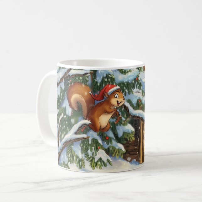 Mug d'hiver de l'écureuil festif (Devant gauche)
