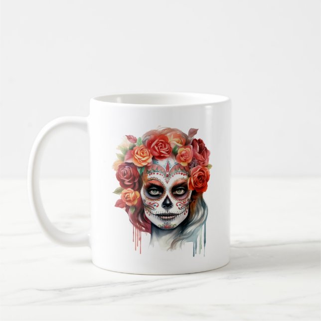 Mug Dia de los Muertos Belle Femme Sugar Skull (Gauche)
