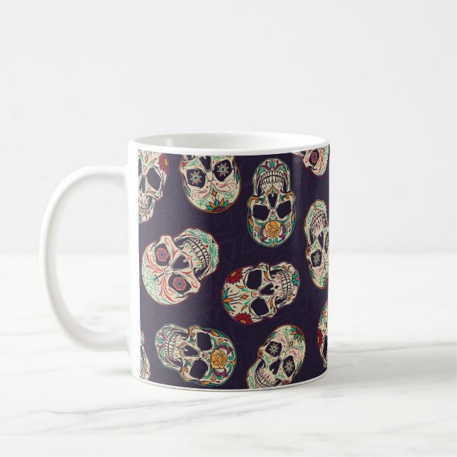 Mug Dia de los muertos motif sans soudure avec sucre (Gauche)