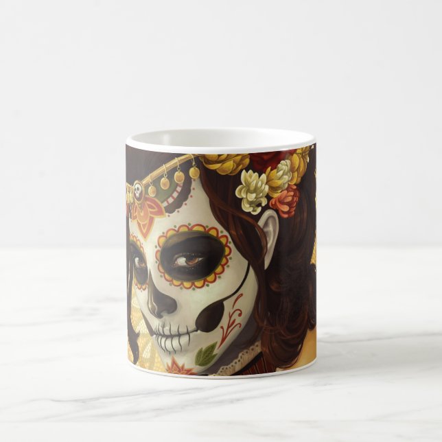 Mug Dia De Los Muertos Throw Pillow (Centre)
