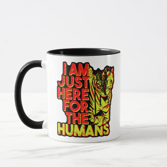 Mug Diable Effrayant Halloween Ici pour les Humains (Gauche)