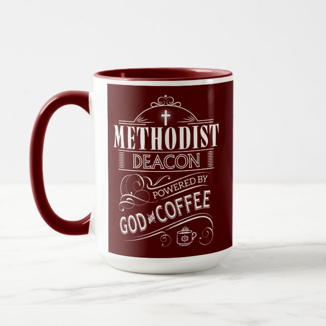 Mug Diacre méthodiste, actionné par Dieu et le café (Gauche)