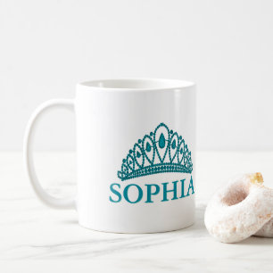 Mug Diadème de princesse Crown Teal Monogram Name