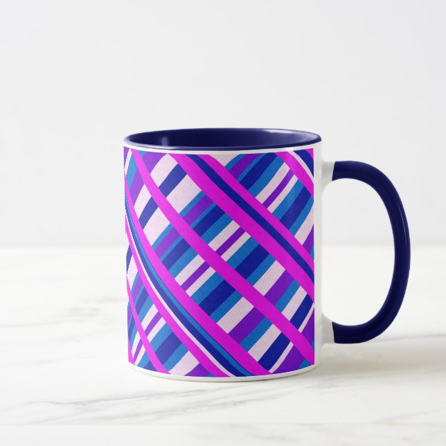 Mug Diagonale bleue rose violet (Droite)
