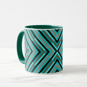Mug Diagonale moderne À damiers nuances de Motif vert