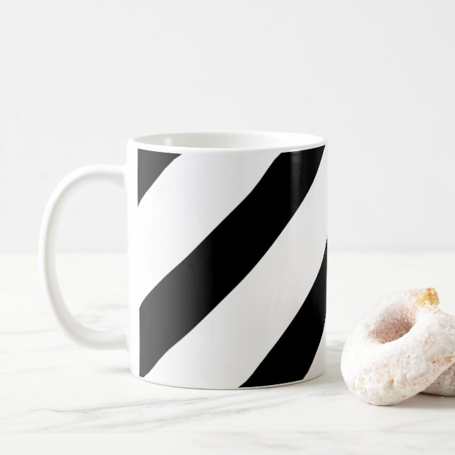 Mug Diagonale noire et blanche (Avec donut)