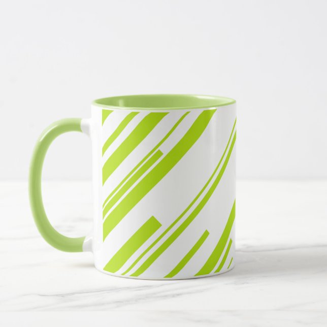 Mug Diagonales - Lime vert et blanc (Gauche)