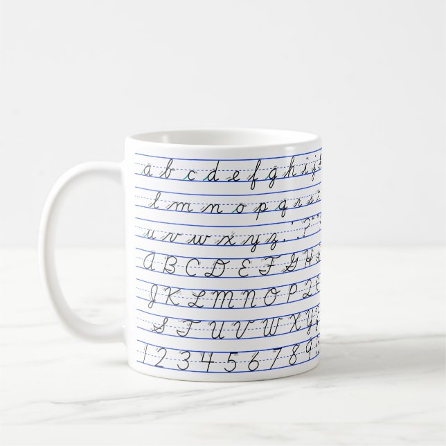 Mug Diagramme alphabétique anglais en écriture manuscr (Gauche)