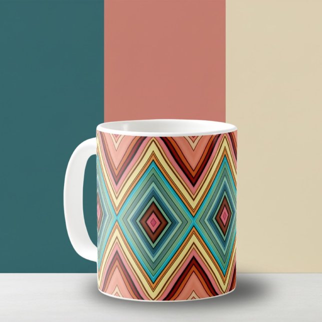 Mug Diamant et rayures doux multicolores (Créateur téléchargé)