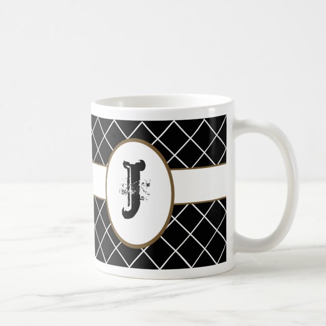 Mug Diamant noir décoré d'un monogramme (Droite)
