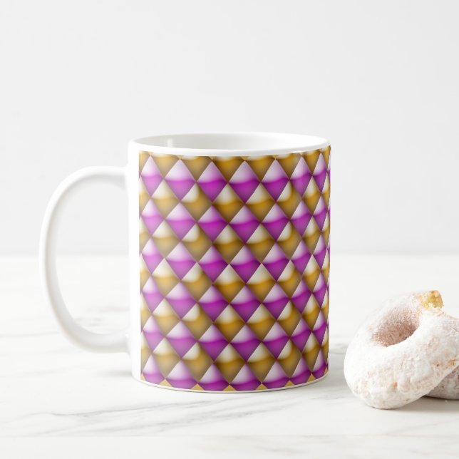 Mug - Diamants 3D en Magenta et or (Avec donut)